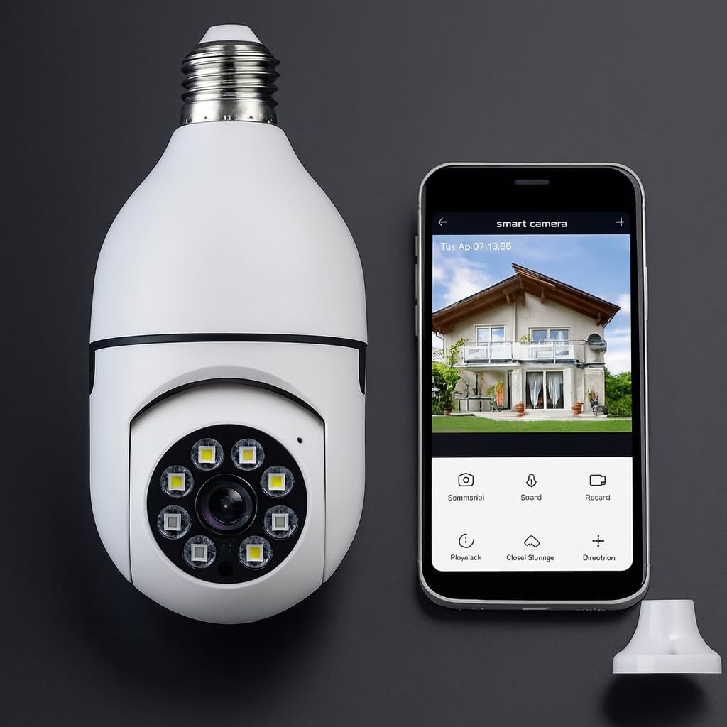 Câmera Segurança IP Lâmpada WiFi Full HD 1080p com Visão Noturna Infravermelho 1080P, Yoosee, Bivolt, Detecção de Movimento, Áudio Bidirecional, Prova D'água Giratória